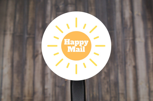 Happy Mail Round Stickers, Envelope Seals, Packaging Stickers,  2" Circle Stickers | Set of 12