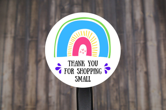 Thank You For Shopping Small Round Stickers, Envelope Seals, Packaging Stickers,  2" Circle Stickers | Set of 12