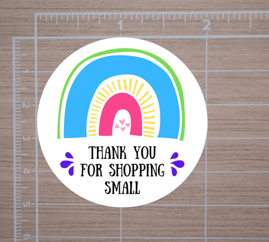 Thank You For Shopping Small Round Stickers, Envelope Seals, Packaging Stickers,  2" Circle Stickers | Set of 12