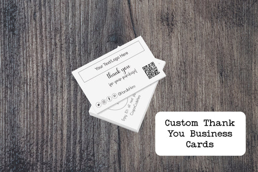 Custom Thank You Business Cards | Build Your Own Card | Personalized Business Cards | Packaging Inserts | Set of 20