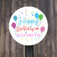 Custom Happy Birthday Round Sticker