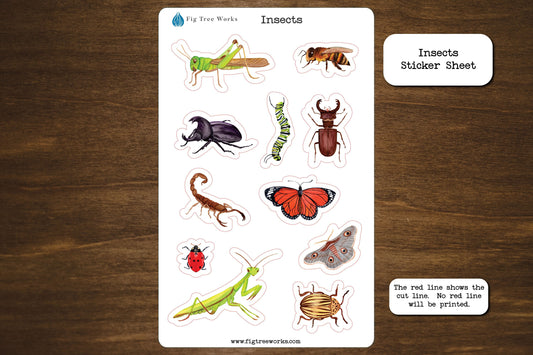 Insects Sticker Sheet | Planner and Journal Stickers | Decoration Stickers | Matte Finish