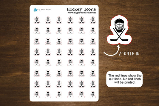 Hockey Icon Stickers, Sports Icon Stickers for Planners, Journals, and Notebooks | Kiss Cut, Matte Finish