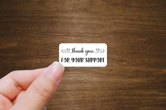 Thank You For Your Business or Support Labels | 2" x 1" Stickers | Thank You Business Stickers | Set of 15