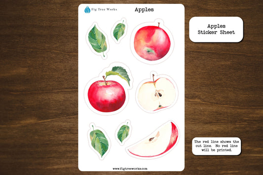 Apples Sticker Sheet | Planner and Journal Stickers | Decoration Stickers | Matte Finish