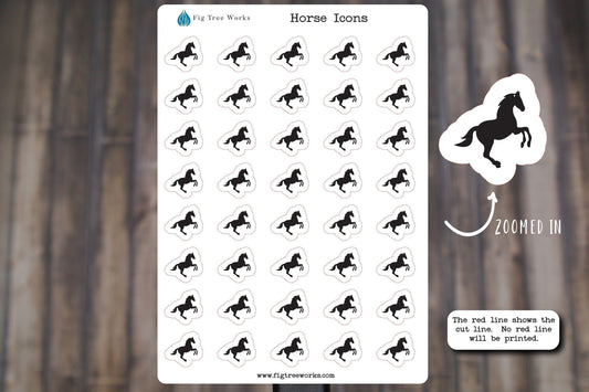 Horse Icon Stickers | Equestrian Sticker Sheet, Kiss Cut, Matte Finish