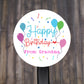 Custom Happy Birthday Round Sticker