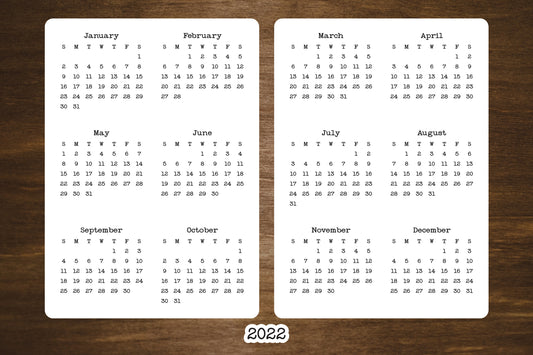Two Page Year At A Glance Calendar Stickers 5" x 7"