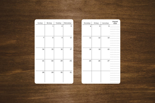 Small Two Page 2023, 2024, or 2025 Calendar Stickers for Planners and Journals  | 3" x 5" | 2 Stickers Per Month, 24 Total Stickers