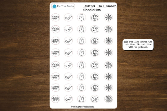 Round Halloween Checklist Stickers for Planners, Journals, and Notebooks | Reminders, Goals, To  Do, Intentions List