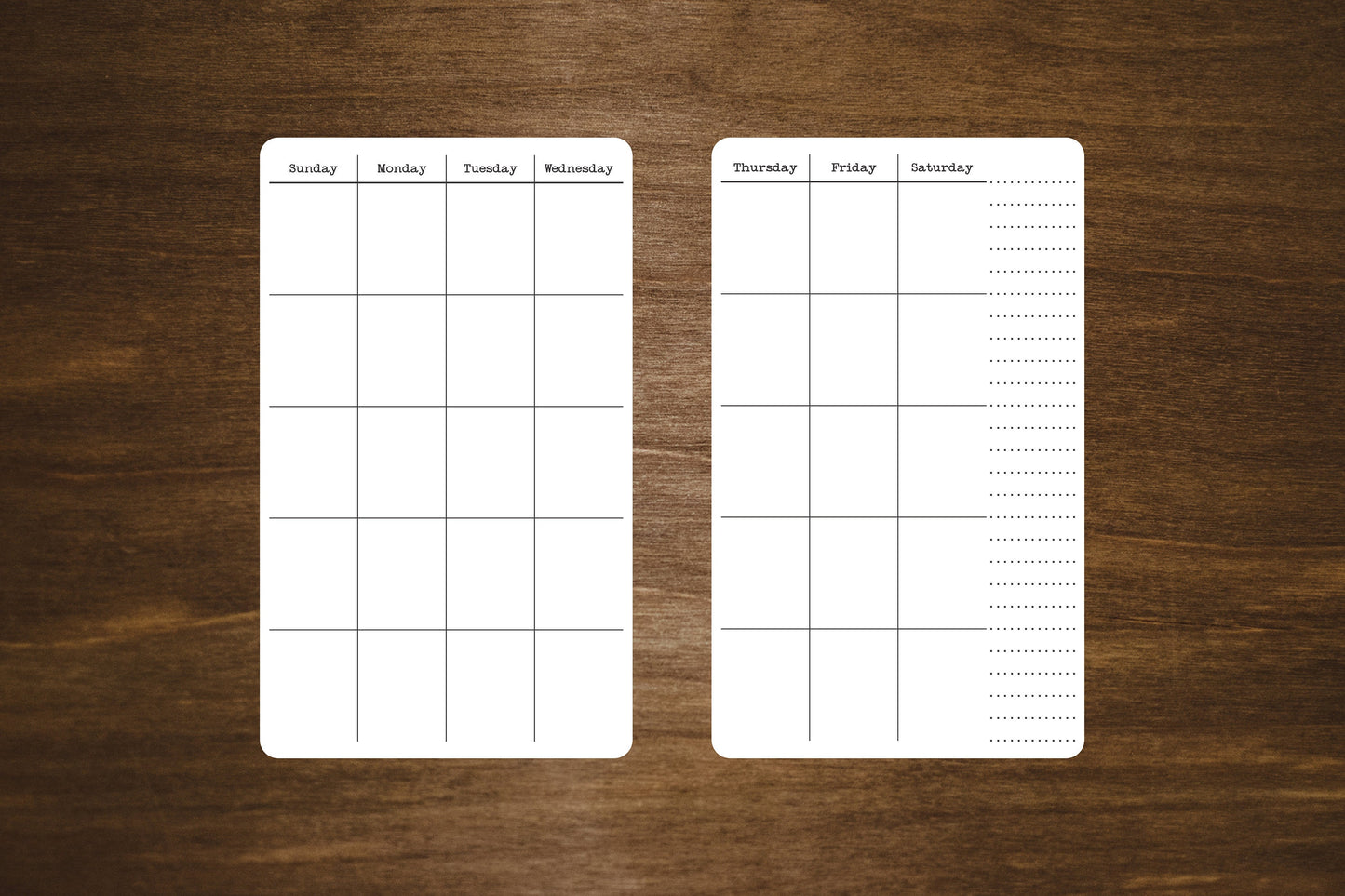 Undated Calendar Stickers Small Two Page 3" x 5"