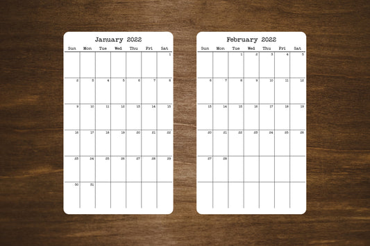 Small Calendar Stickers for Planners and Journals 2023, 2024, & 2025 | Start On Any Month  | Monthly Sticker, Die Cut, Matte Finish, 3" x 5"