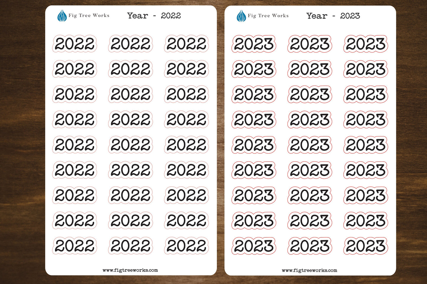 Year Header Planner Stickers  | 2023, 2024, or 2025 Sticker, Kiss Cut, Matte Finish | Style B