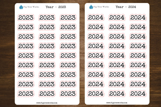Year Header Planner Stickers  | 2023, 2024, or 2025 Sticker, Kiss Cut, Matte Finish | Style B