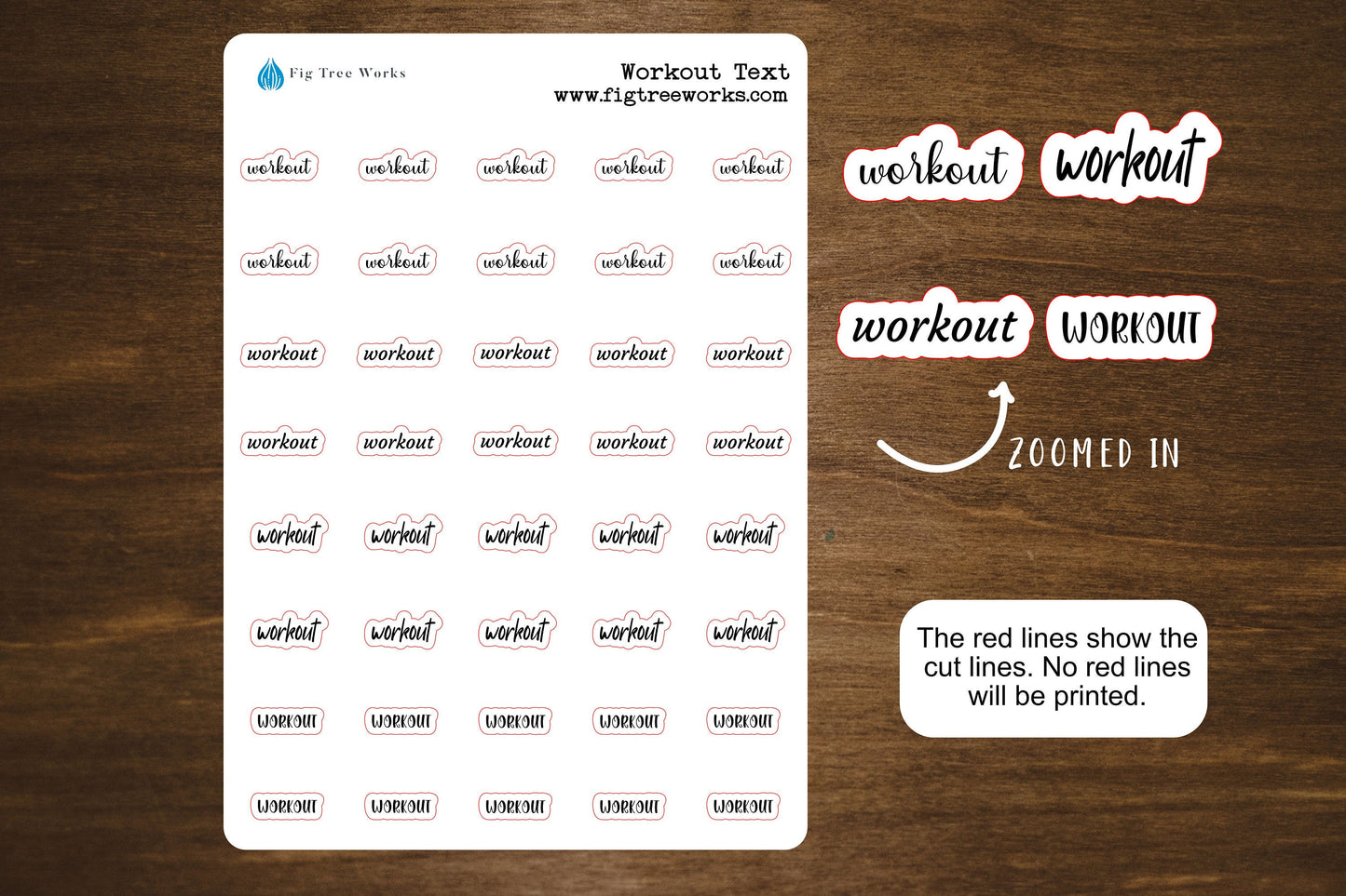 Workout Text Stickers for Planners, Journals, and Notebooks | Mini Scripts