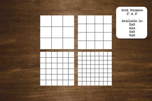 Grid Stickers for Planners, Journals, and Notebooks | 2" Square Stickers | Grid Available in 3x3, 4x4, 6x6, and 8x8 | Matte Finish