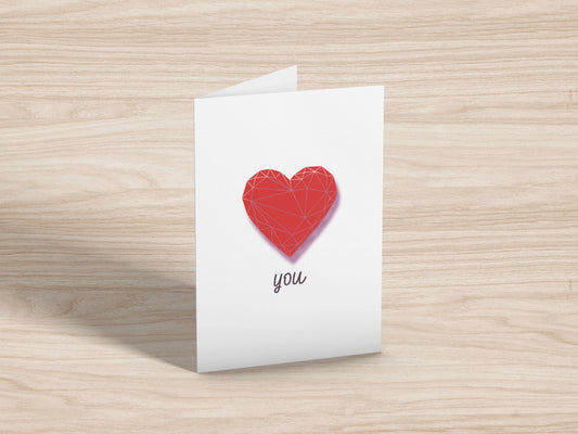 Love/Heart You Greeting Card for Him Her All Occasions, Funny Note Cards | 5" x 7" Card