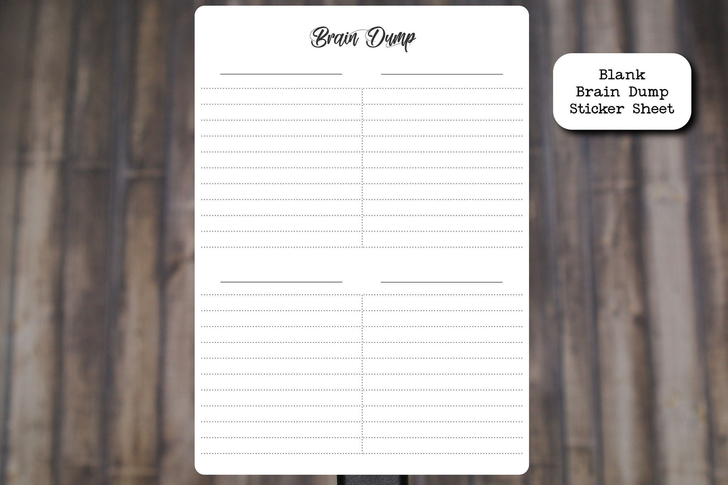 Blank Brain Dump Sticker for Planners and Journals | Matte Finish, 5" x 7"