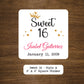 Custom Sweet 16 Stickers Style A
