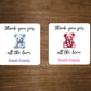 Custom Baby Shower Stickers | Thank You For All The Love | 2" x 2"  Square Labels | Custom Labels On A Roll | Blue or Pink