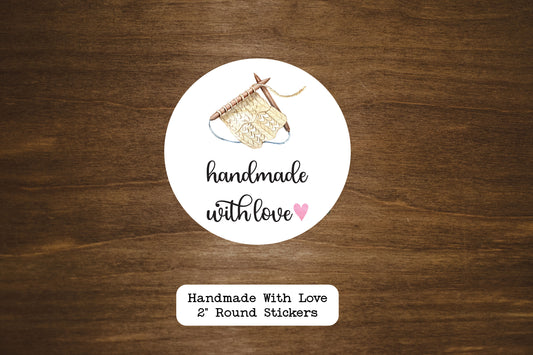 Handmade With Love Round Stickers