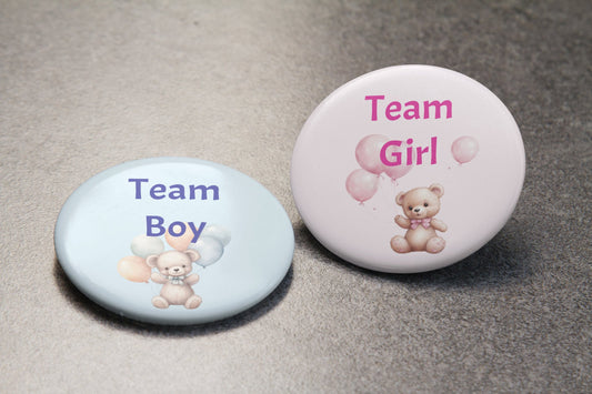 Team Boy and Team Girl Pinback Buttons