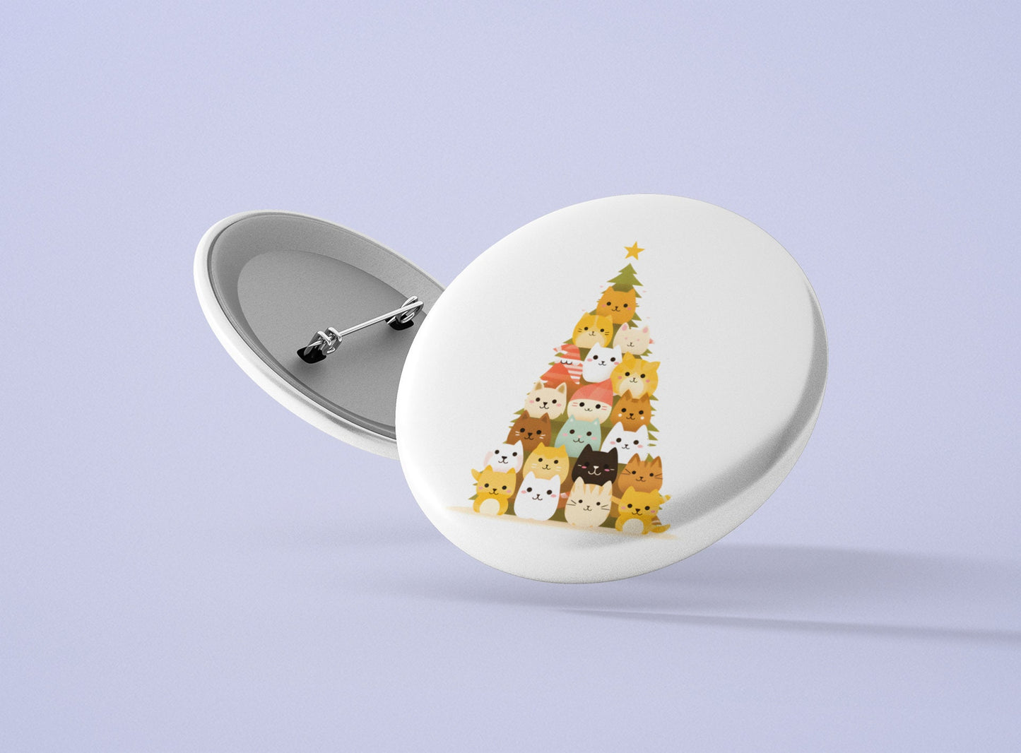 Cat Christmas Tree Button