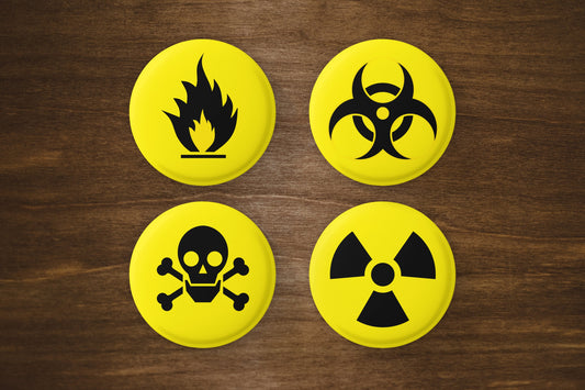 Warning Sign Pinback Button