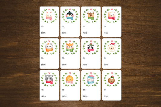 Animal Christmas To From Stickers | Holiday Gift Tags | Animals Gift Recipient Labels