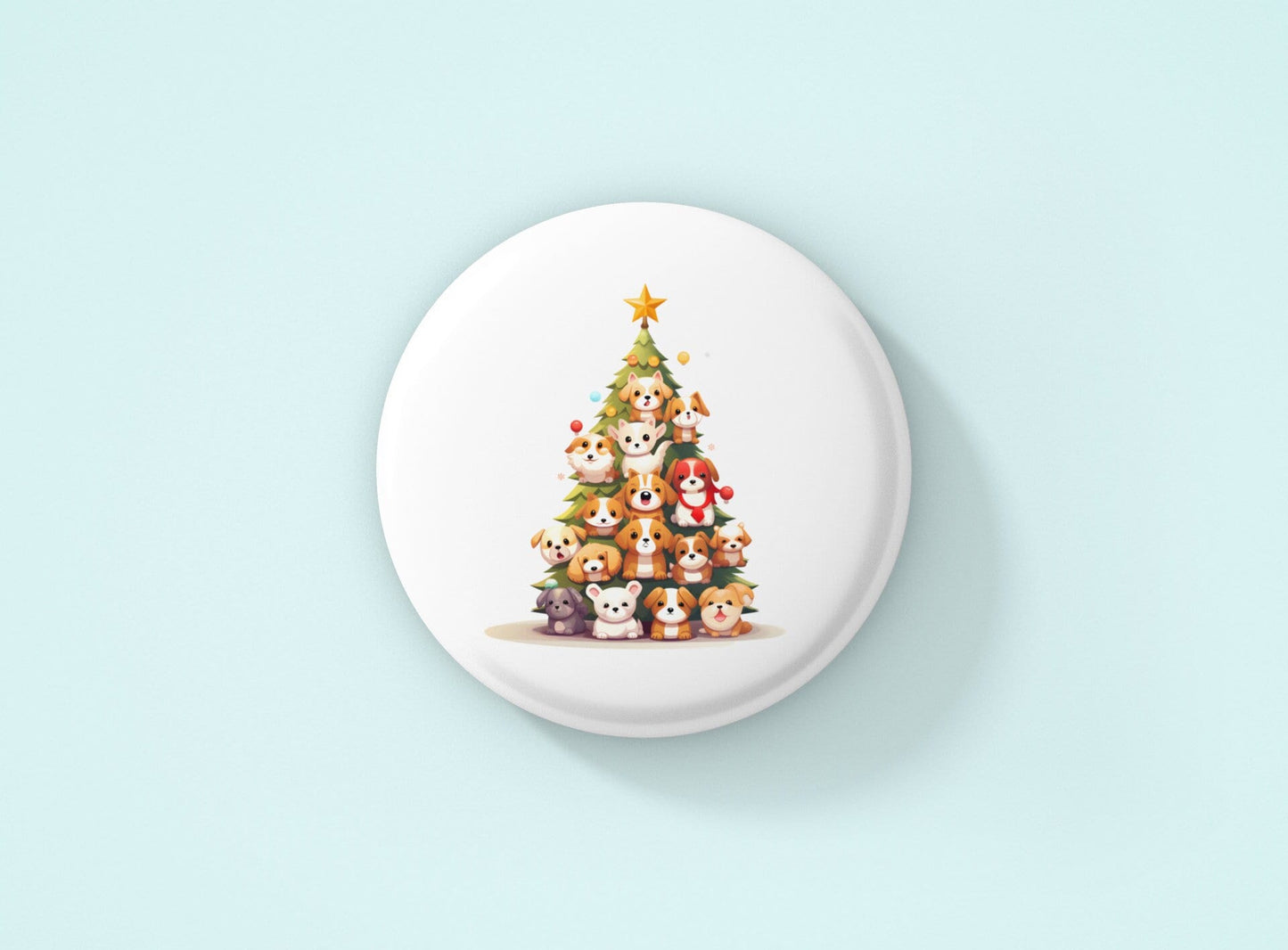 Dog Christmas Tree Button