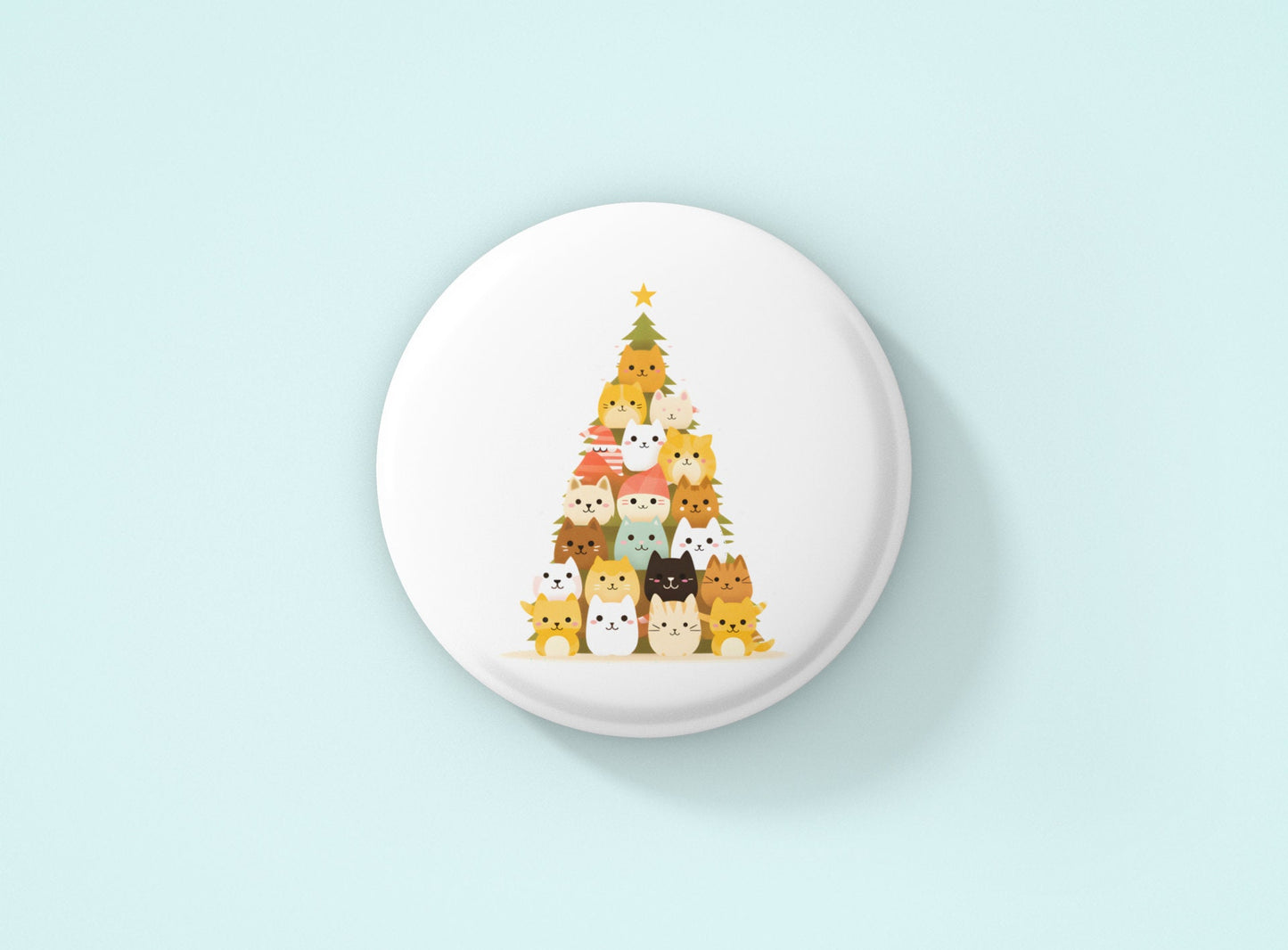 Cat Christmas Tree Button