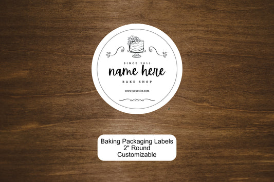 Custom Baking Round Packaging Labels | Small Business Labels | Minimalist Business Stickers | 2" Round Labels