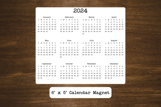 Calendar Magnet 6" x 5"